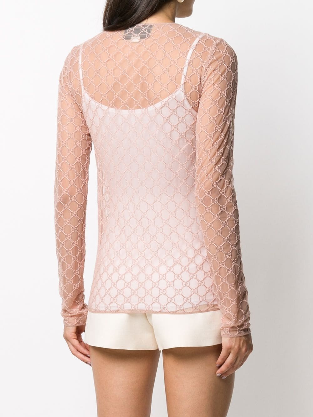 GG-embroidered sheer top - 4