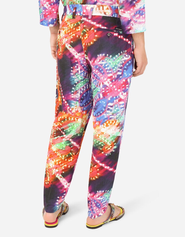 Illumination-print linen pants - 5