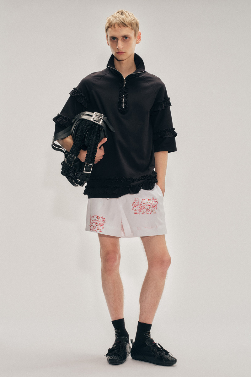 Simone Rocha Mock Neck Ruffle Frill Zip T-Shirt outlook