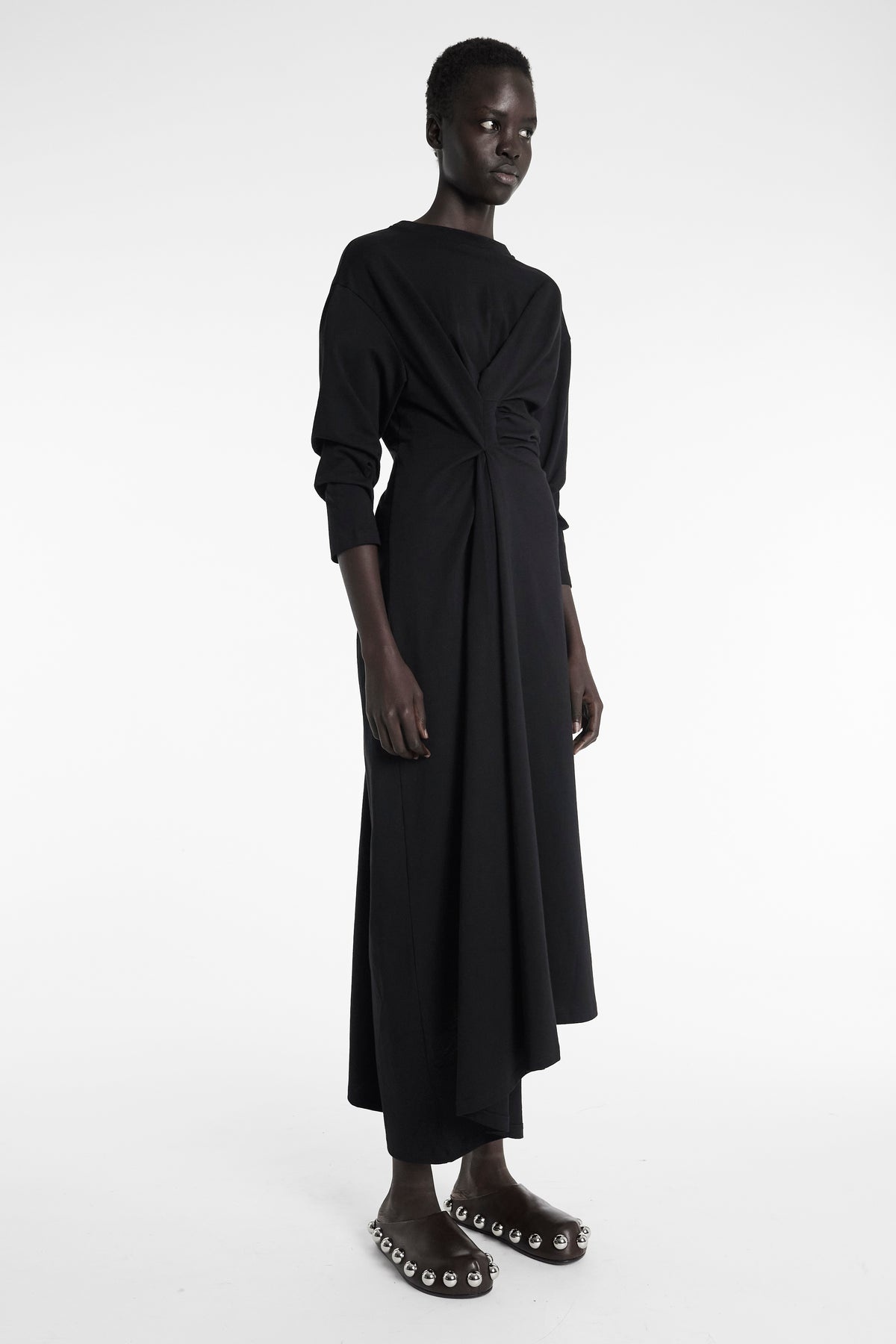 KNOTTED JERSEY DRESS BLACK - 2