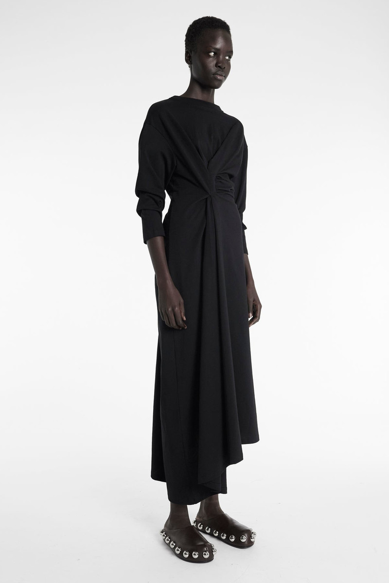 KNOTTED JERSEY DRESS BLACK 2