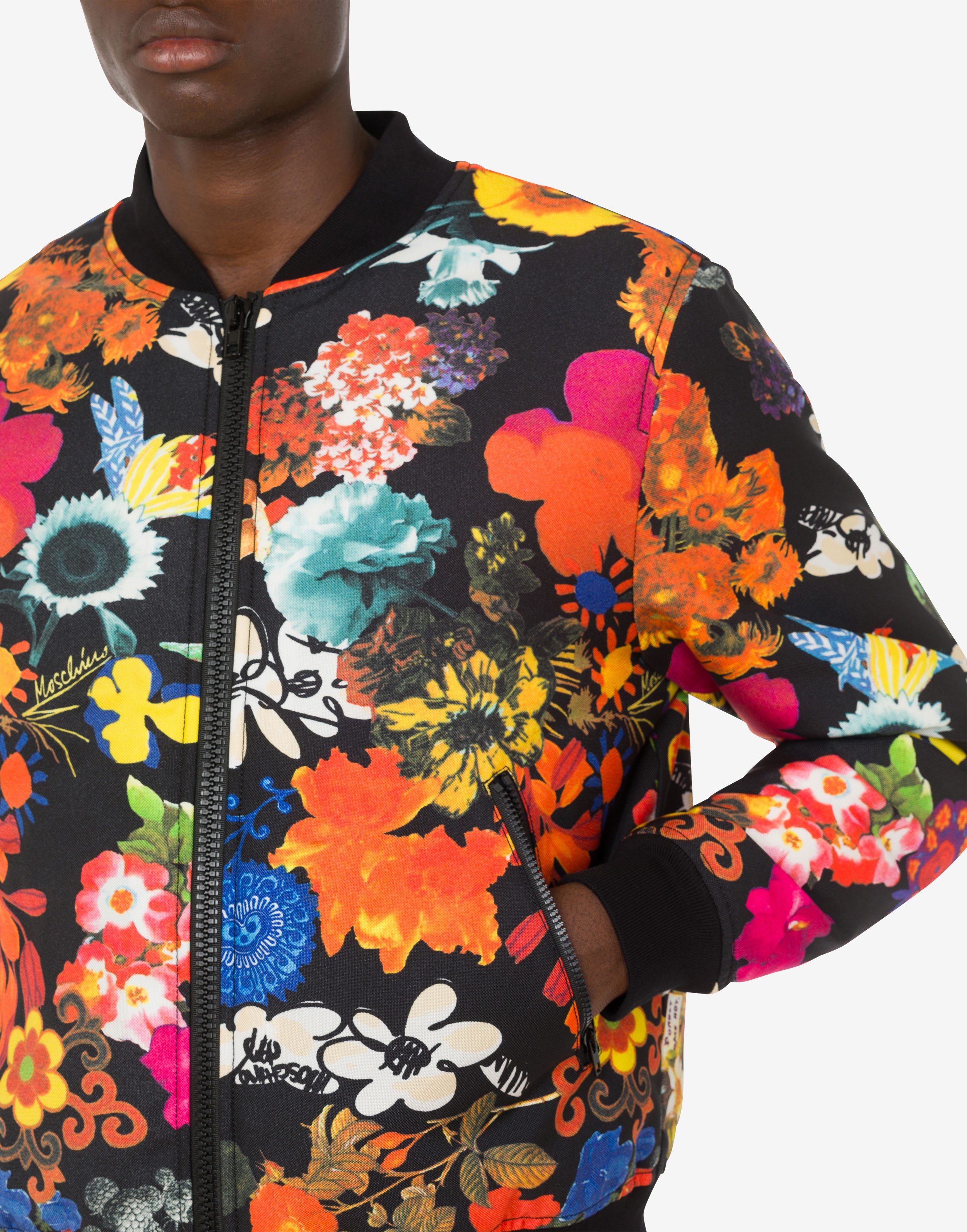 ALLOVER FLOWERS NYLON BOMBER JACKET - 4