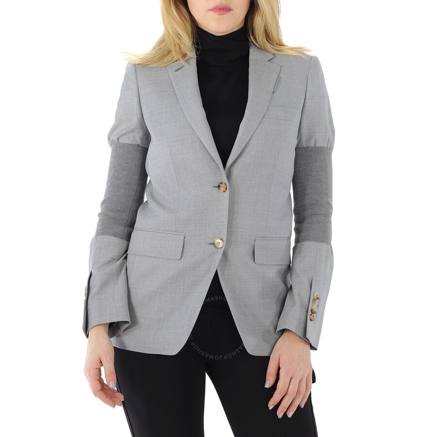 Burberry Ladies Ribbed-panel Single-breasted Wool Blazer Jacket - 3