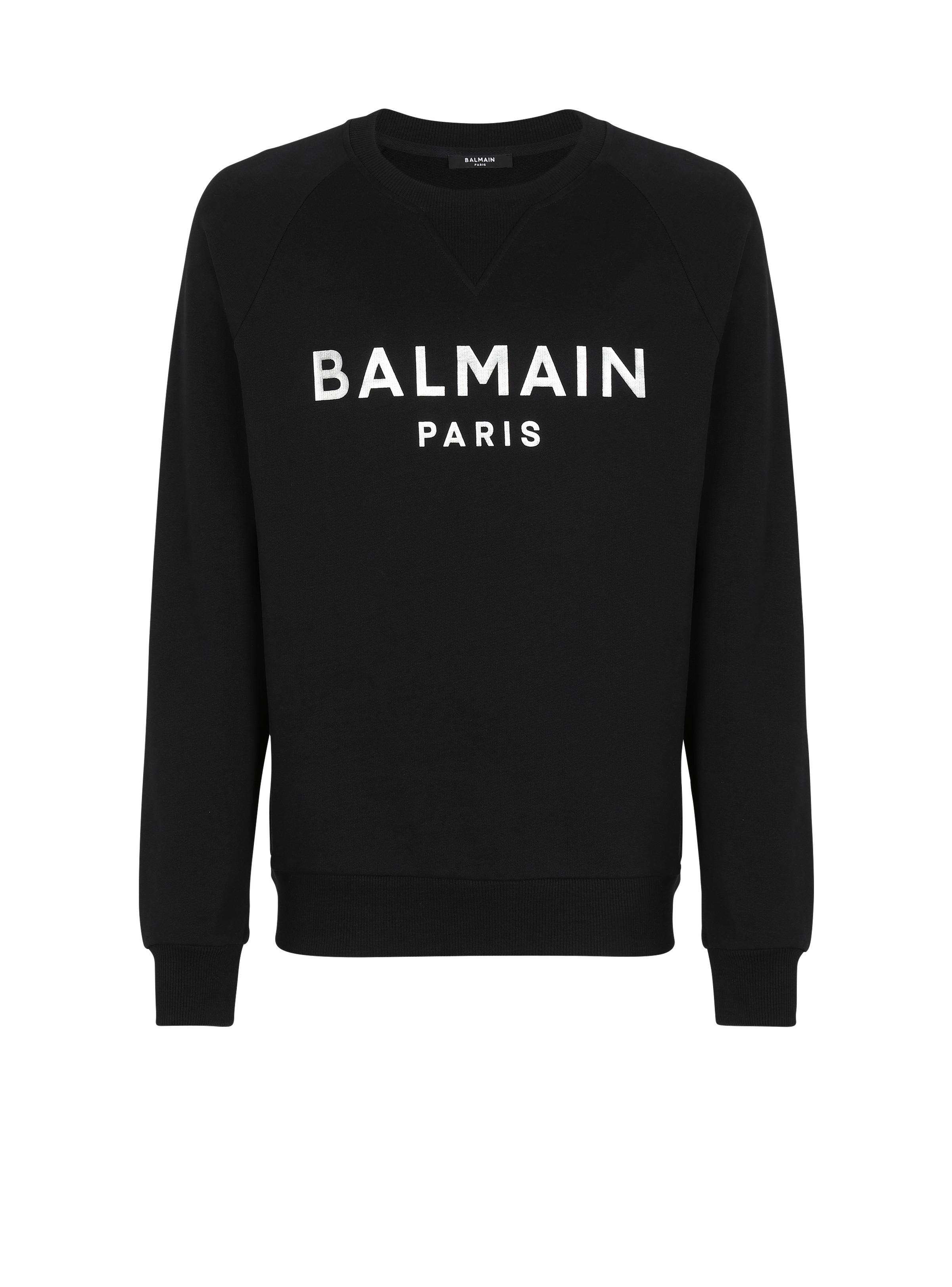 Sweatshirt in eco-responsible cotton with Balmain metallic logo print - 1