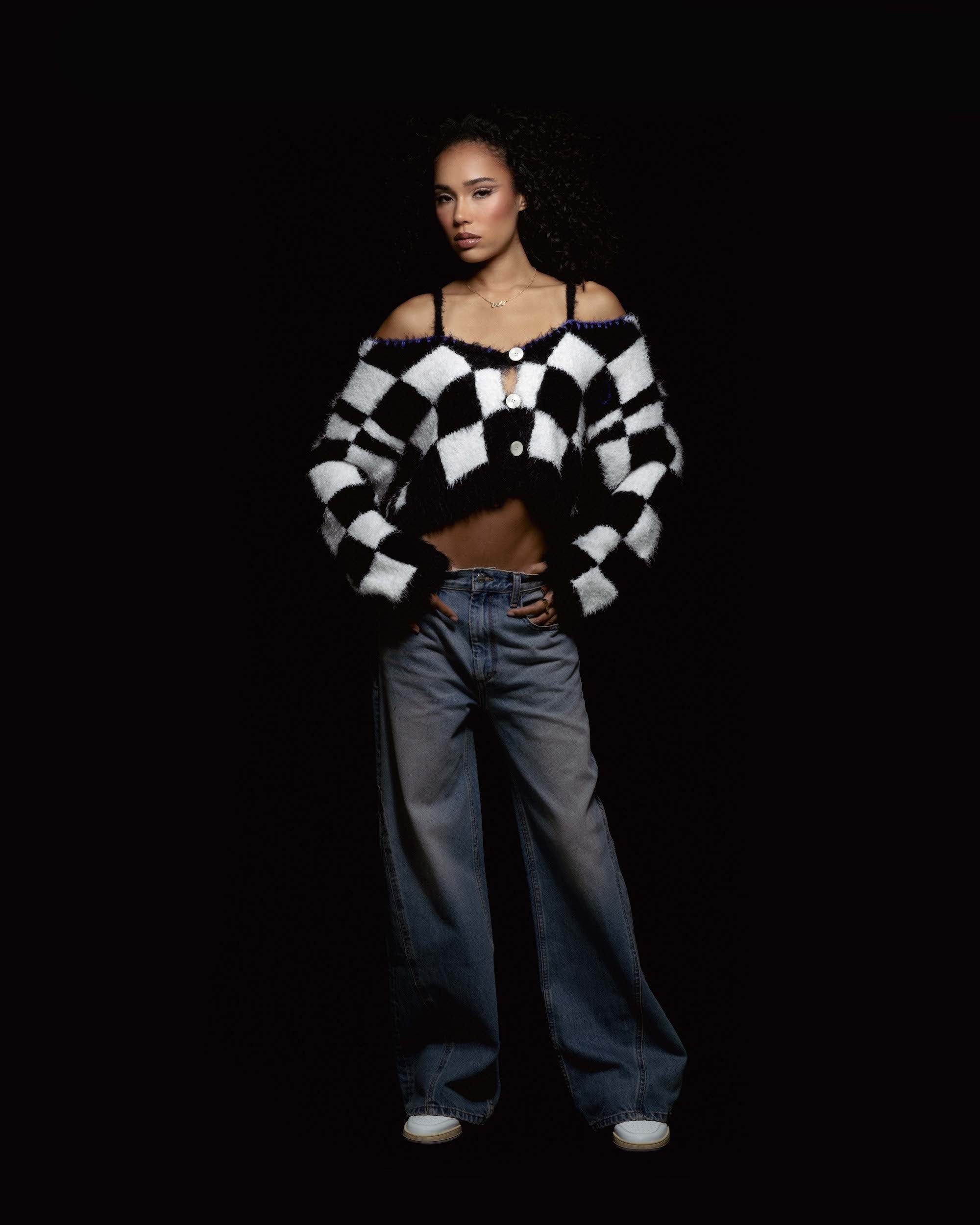 CHECKERED KNIT CARDIGAN - 4
