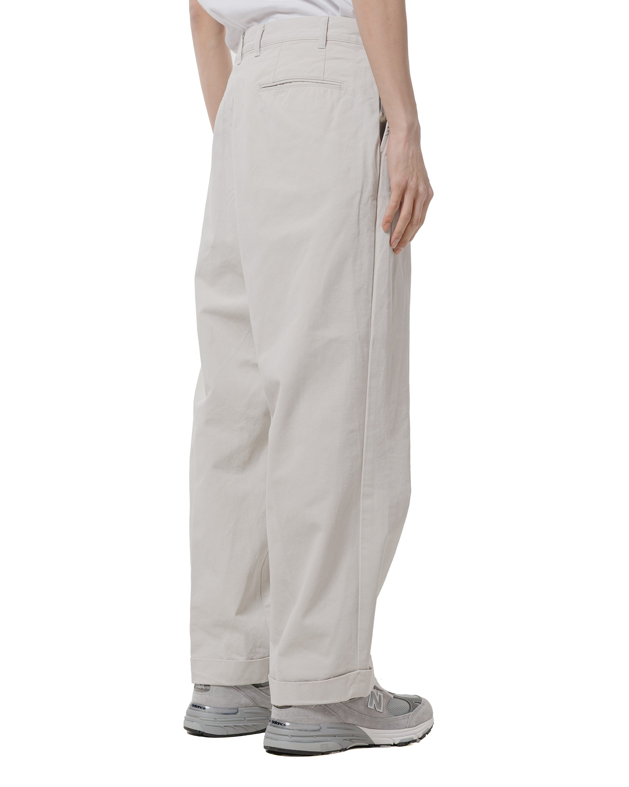 2Pleats Trousers Twill Bio Washed Cement - 3