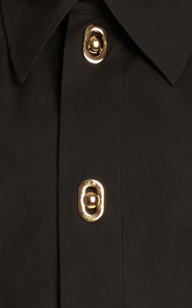 Button-Detailed Cotton-Blend Midi Shirt Dress brown - 4