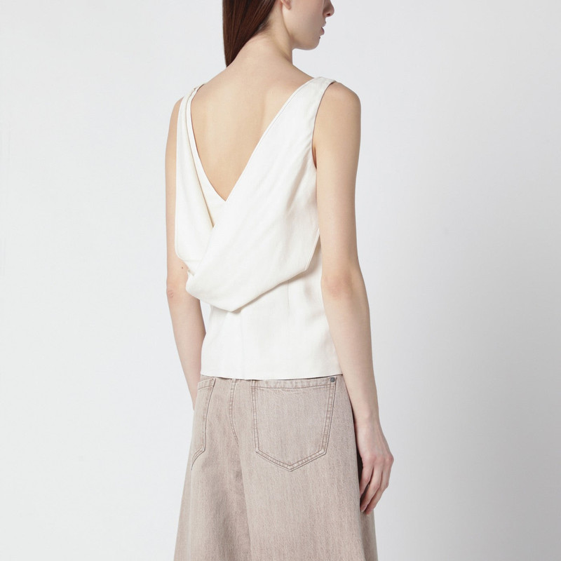 Cream-colored top in Fluid viscose and linen twill 3