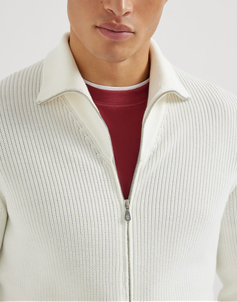Cotton half English rib cardigan with zipper 4