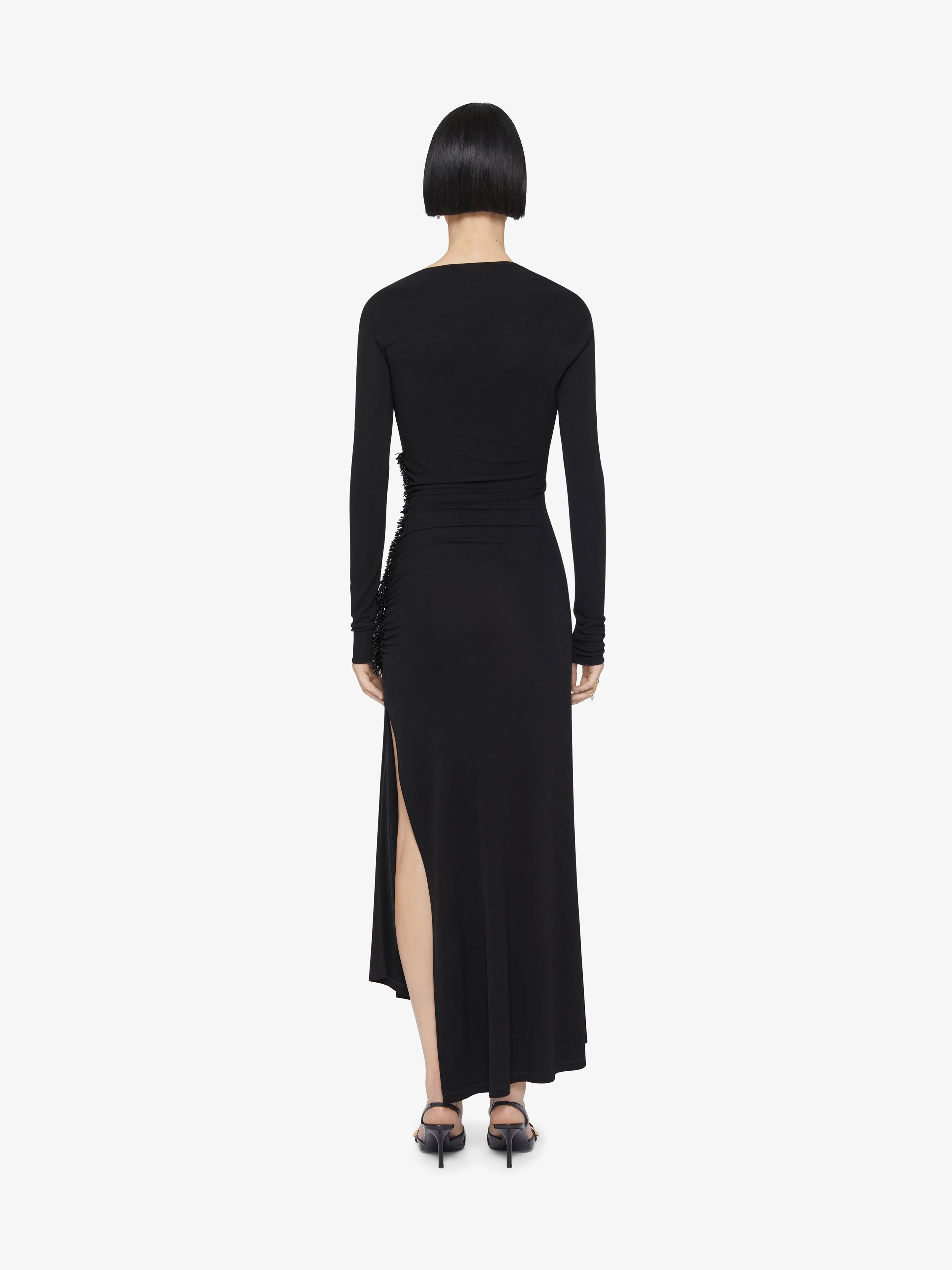 DRAPED DRESS IN EMBROIDERED JERSEY - 4