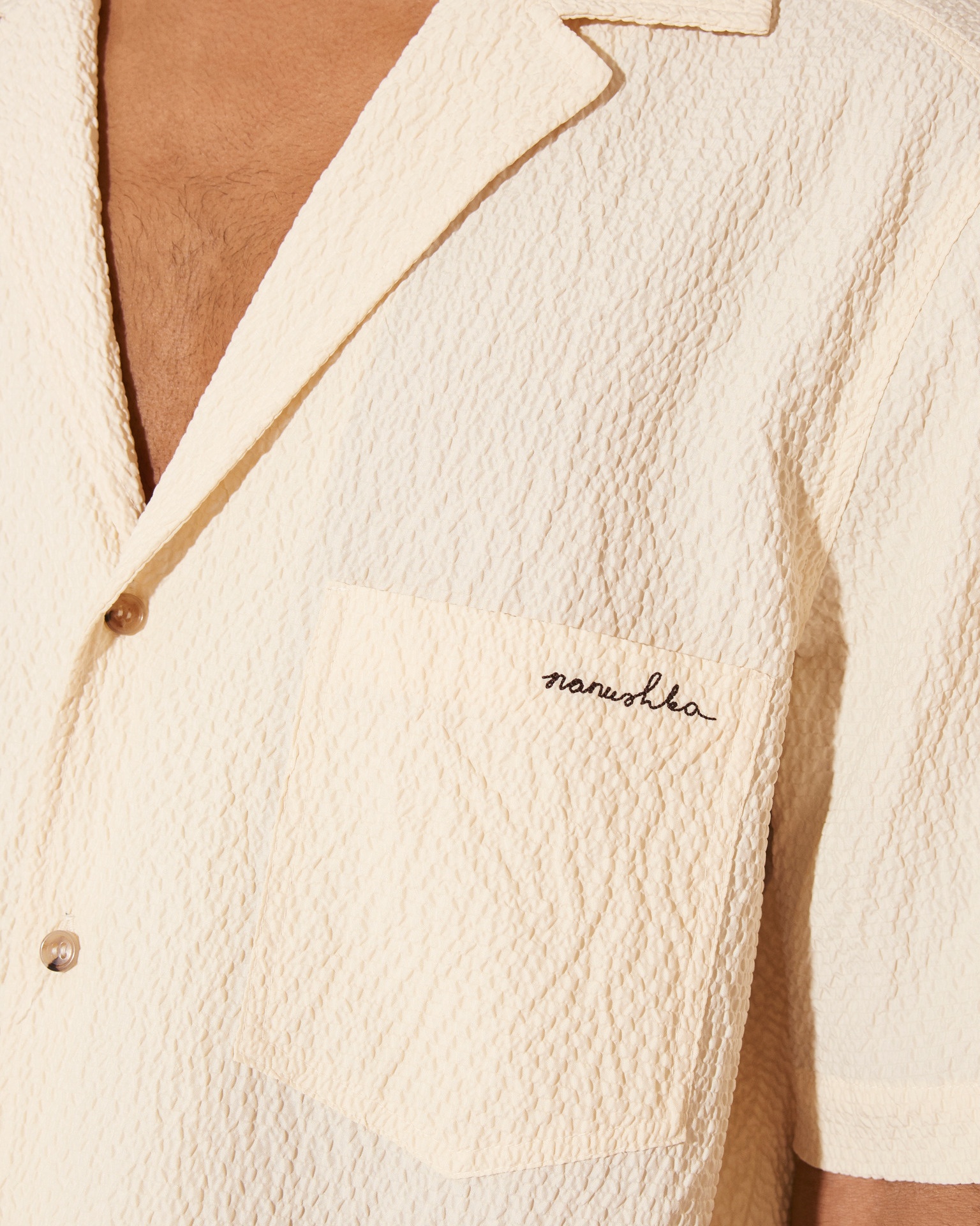 VENCI - Seersucker shirt - Creme - 5