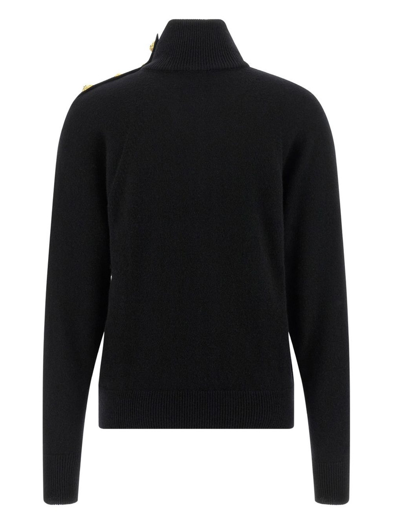 Balmain coin-button high-neck sweater outlook