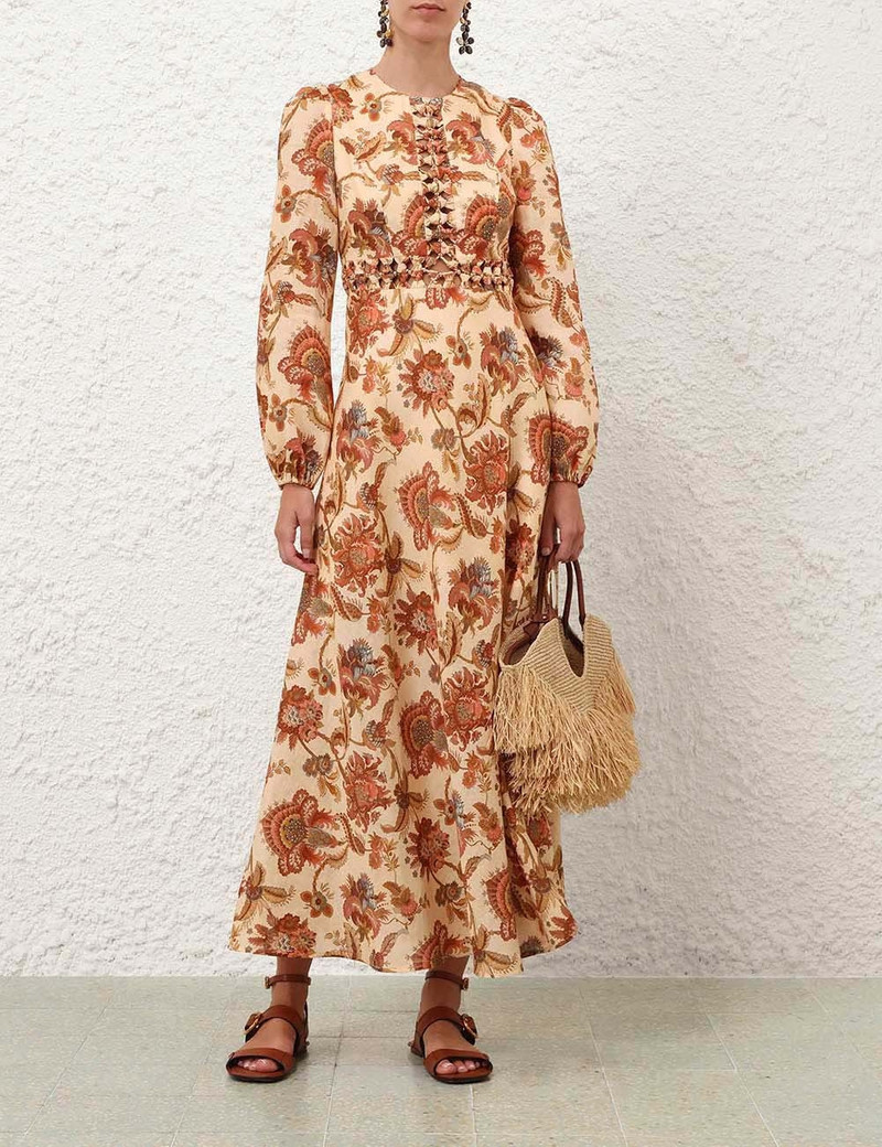Zimmermann ASTER LONG SLEEVE MIDI DRESS outlook