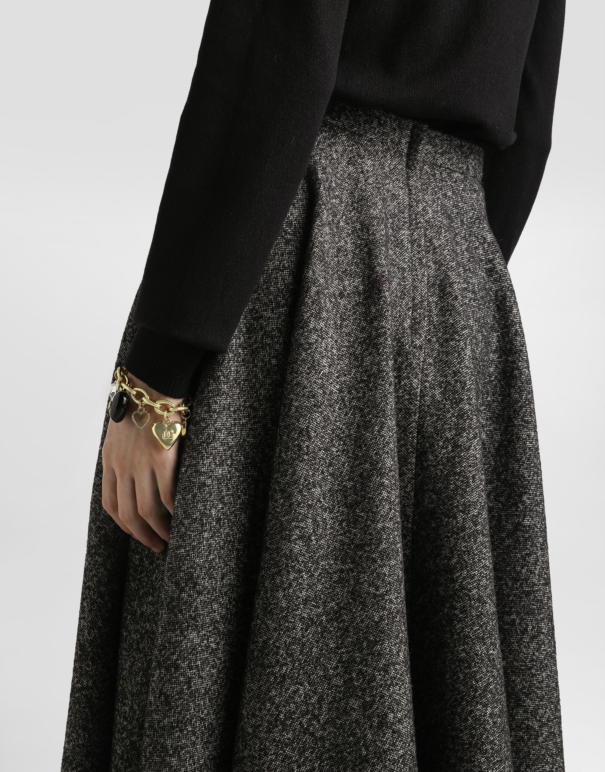 Wool blend dotted circle skirt - 5