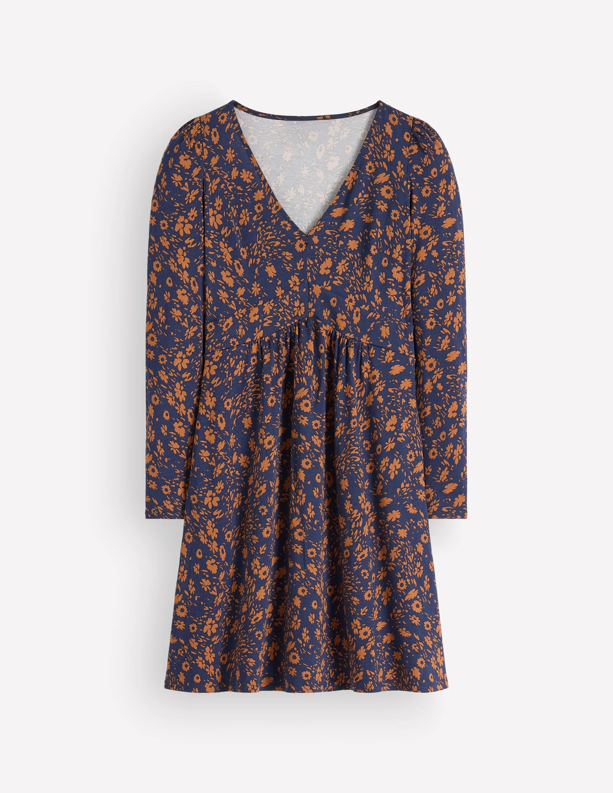 Briony Jersey Short Dress-French Navy, Scattered Flora - 1