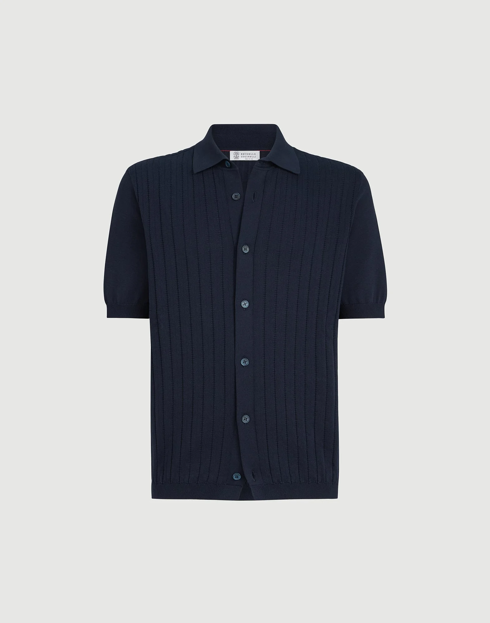 Cotton textured rib knit shirt - 1