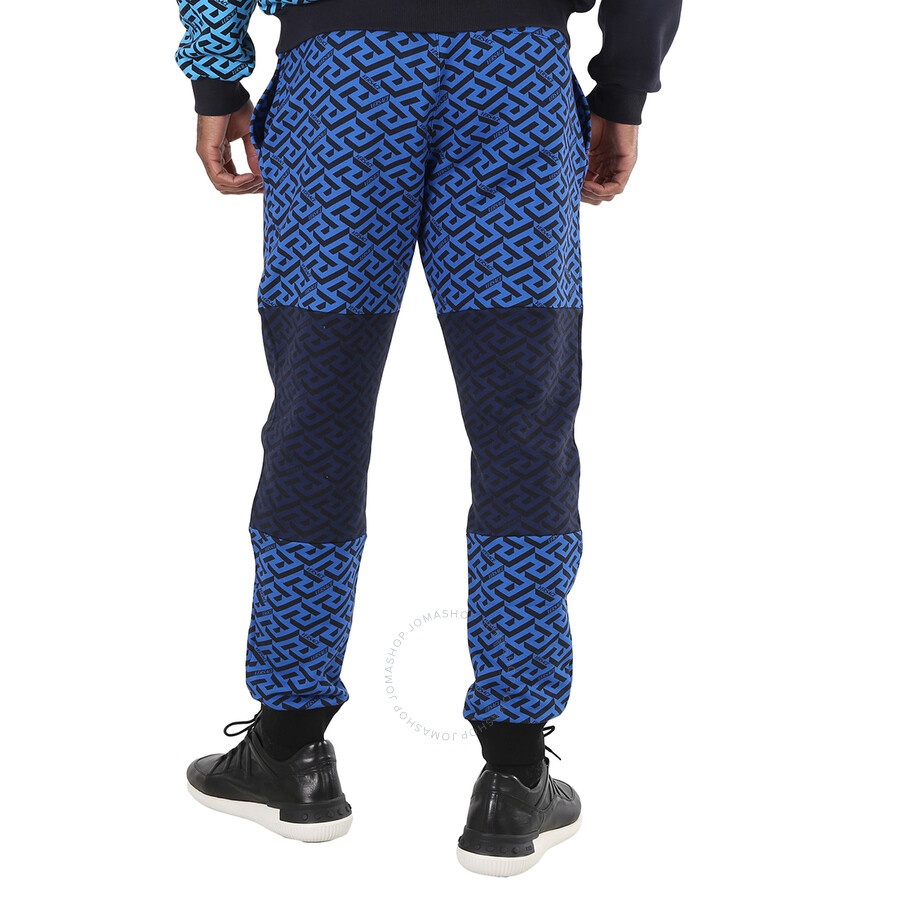 Versace Men's La Greca Logo Print Colour-block Track Pants - 6