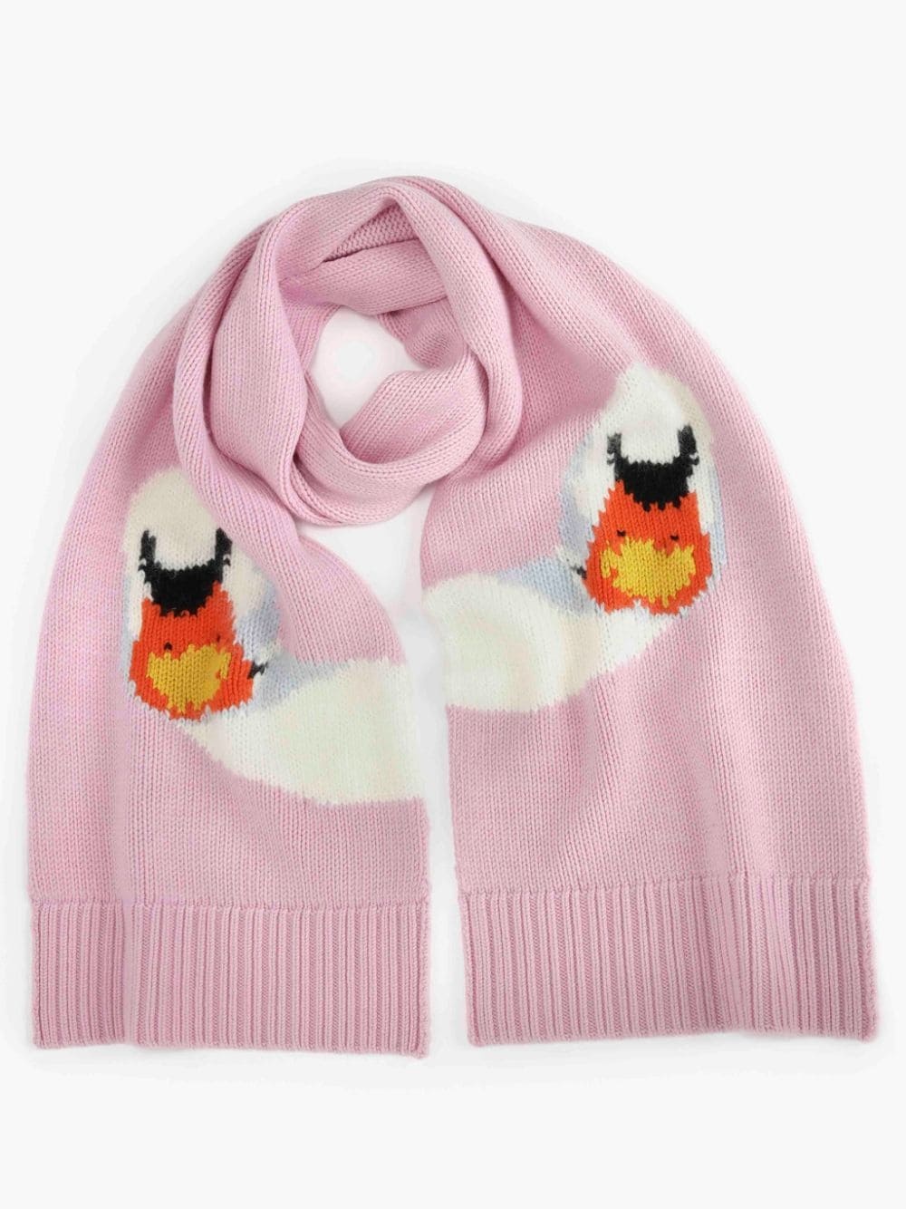 INTARSIA SCARF WITH SWAN MOTIF - 1