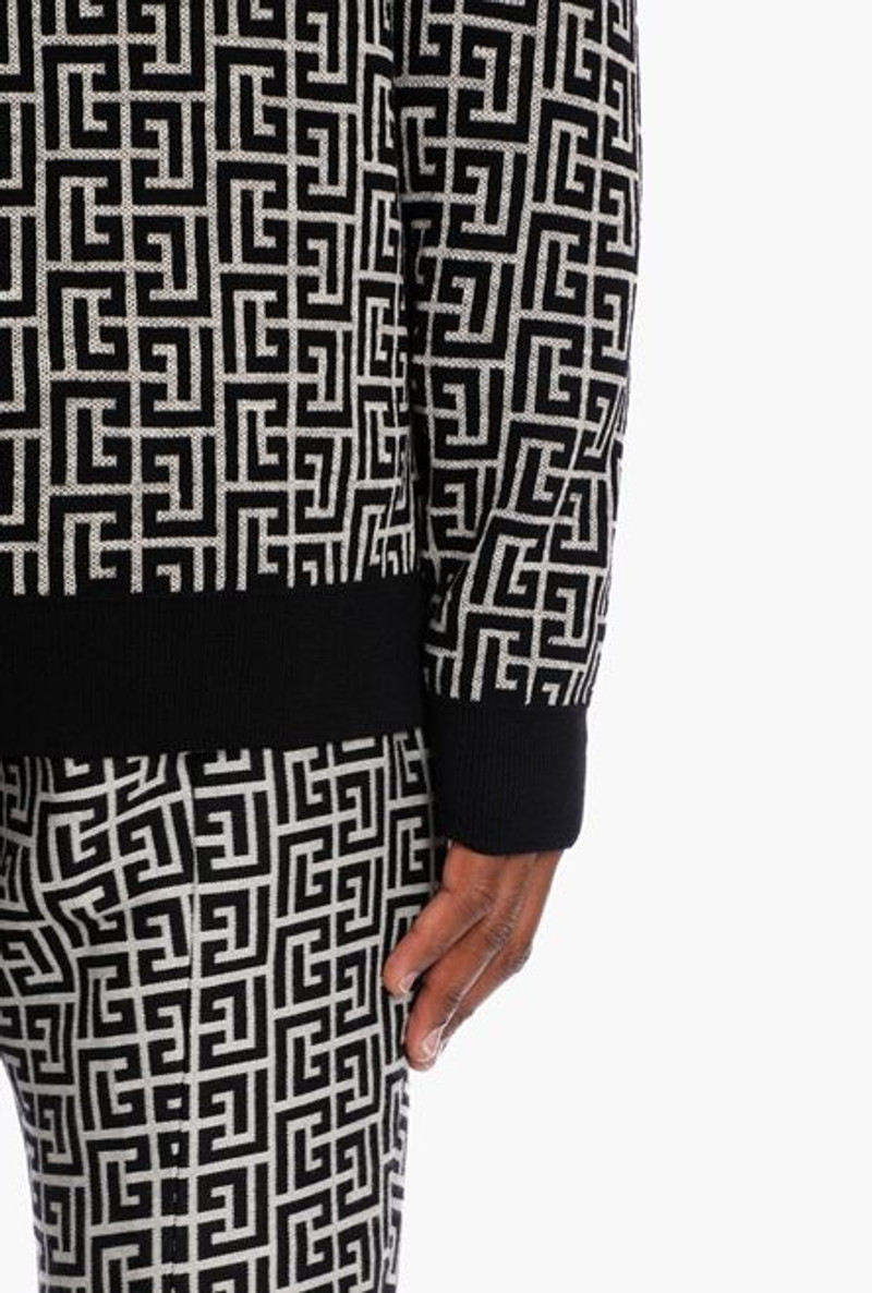 Bicolor ivory and black wool cardigan 8