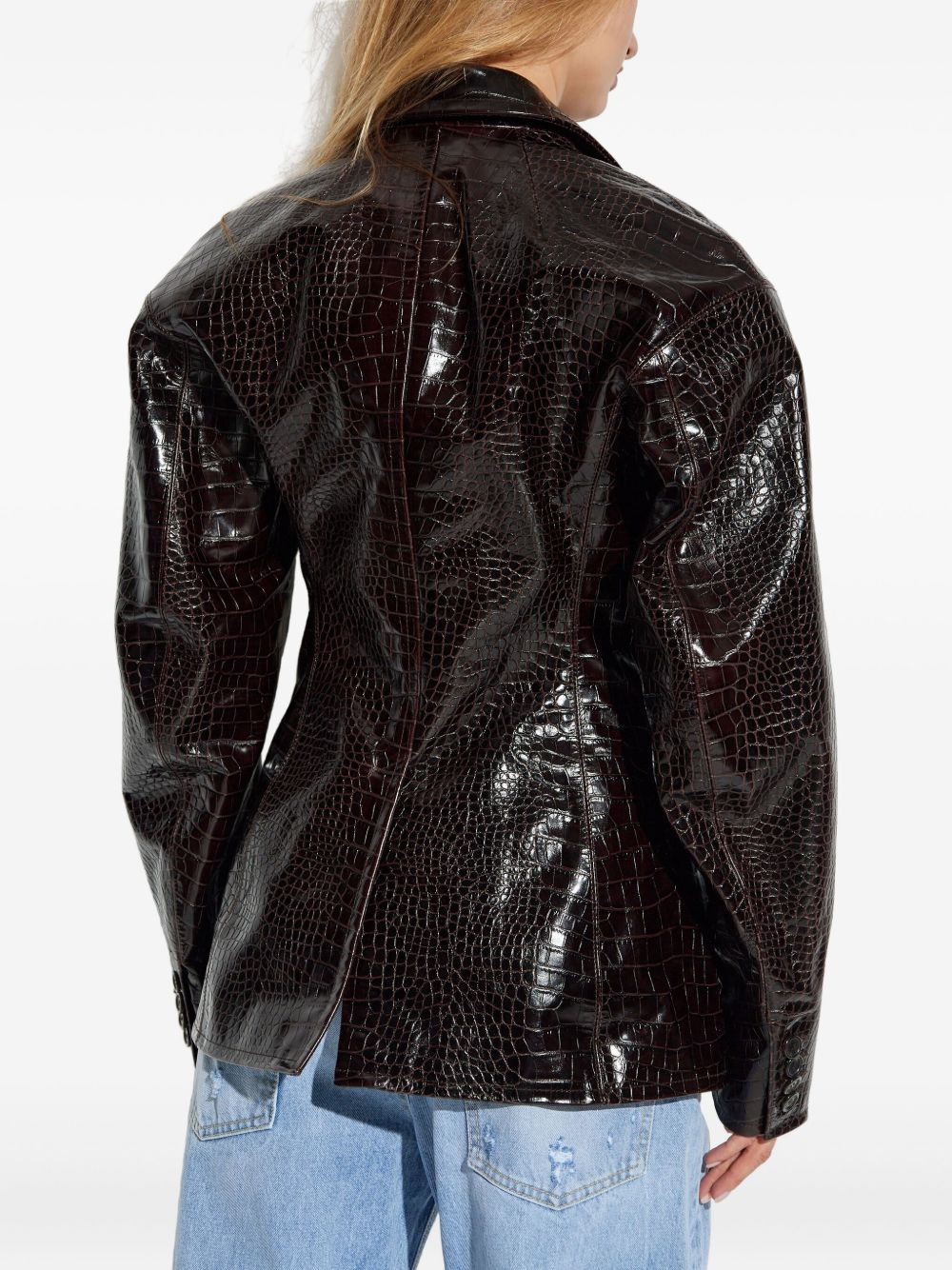 crocodile-embossed blazer - 4