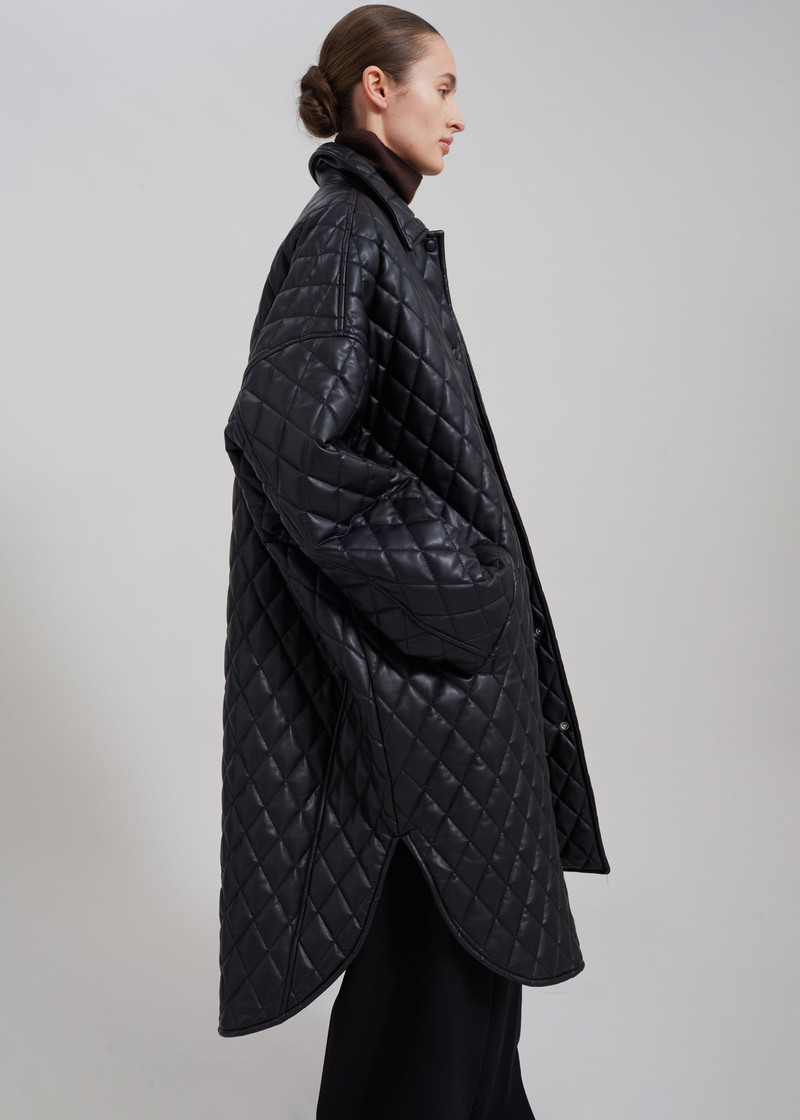 Montana Quilted Faux Leather Coat - Black 9