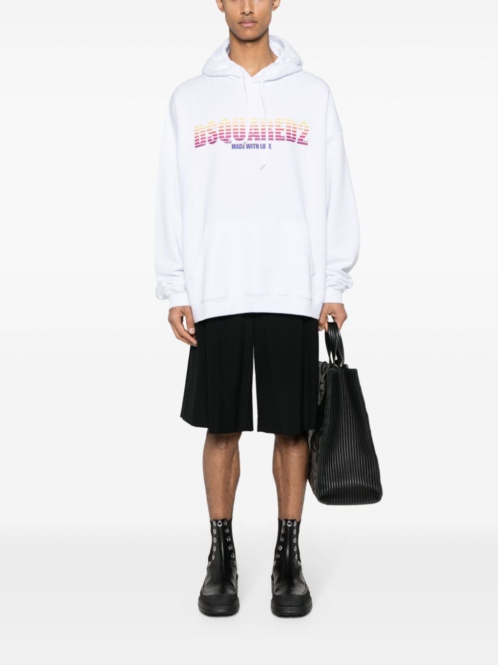 logo-print cotton hoodie - 2