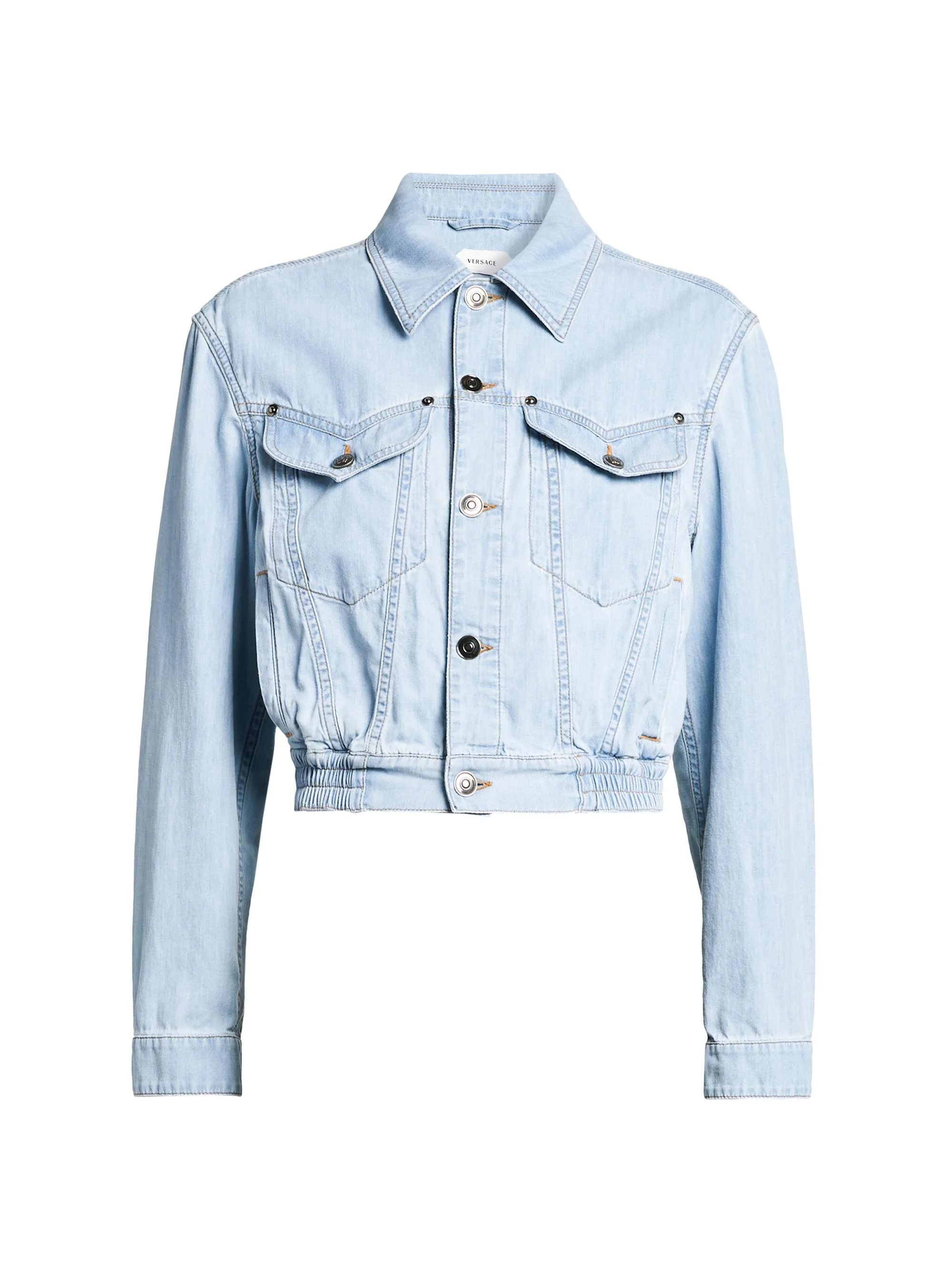 Women's Denim Chambray Blouson Trucker Jacket - Light Blue - 1