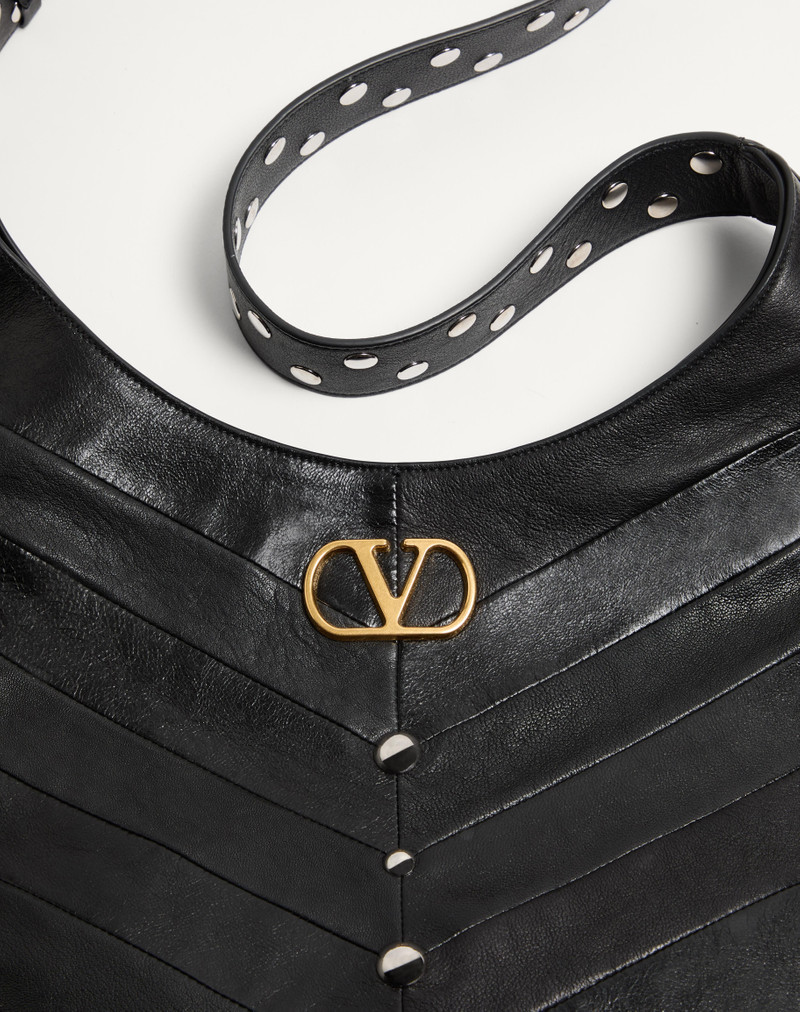 VALENTINO GARAVANI HOBOHO HOBO BAG IN CHEVRON PATTERN NAPPA LEATHER WITH STUDS. 8