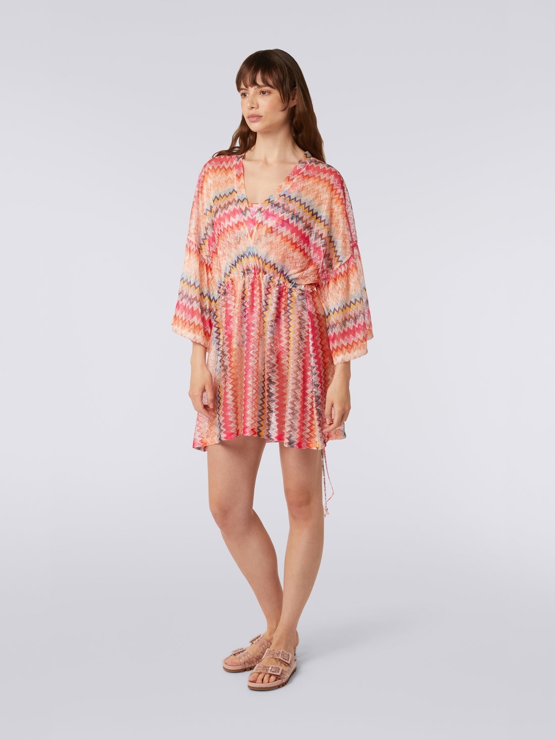 Short chevron viscose tulle cover up - 3