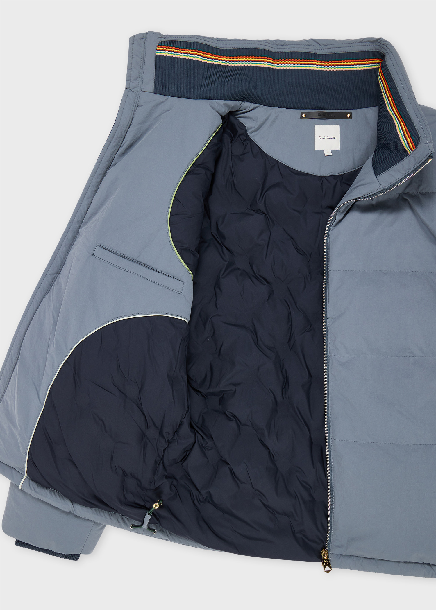 Light Blue Down Jacket with Detachable Hood - 4