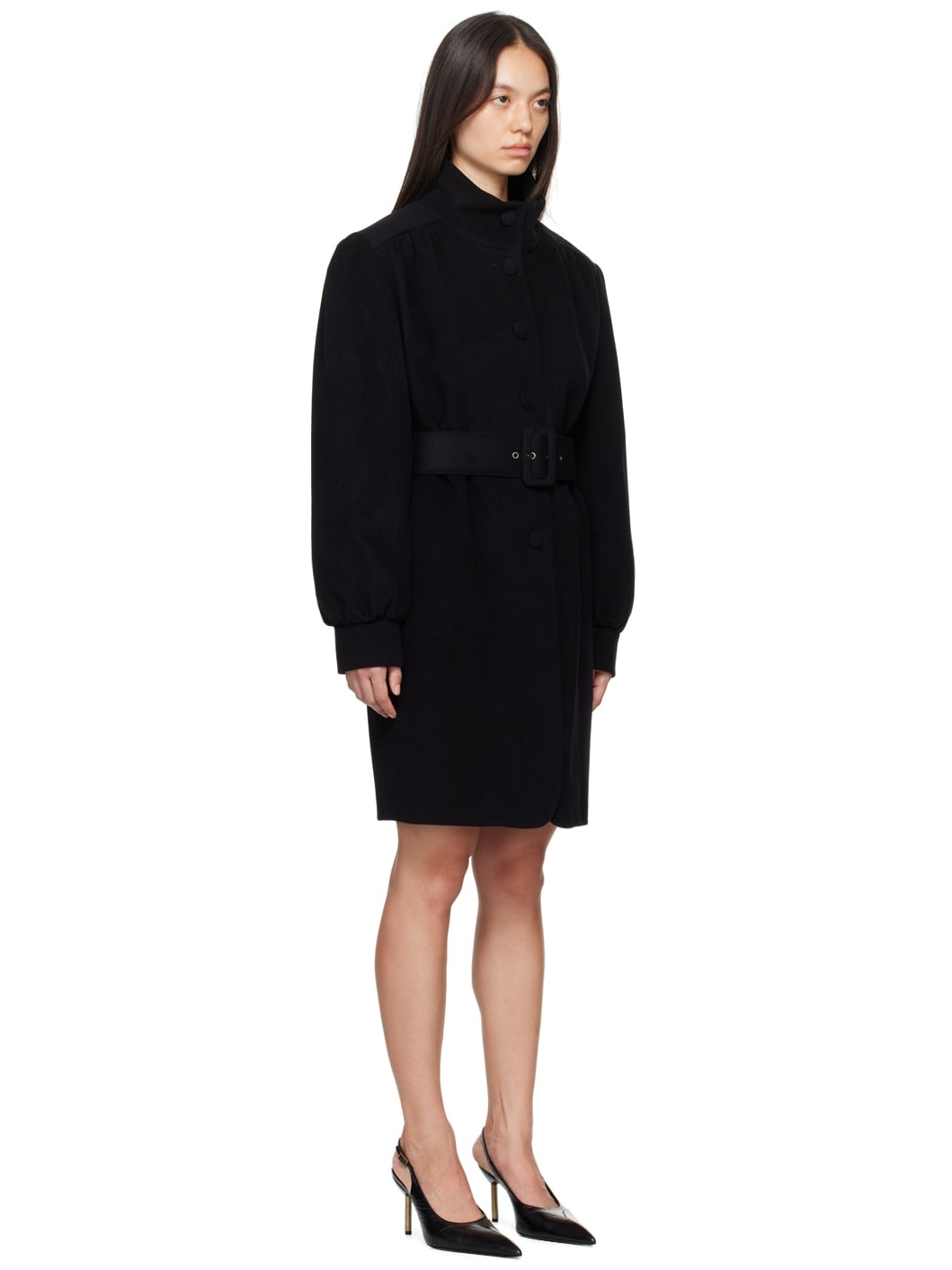 Black Teddy Bear Collar Coat - 4