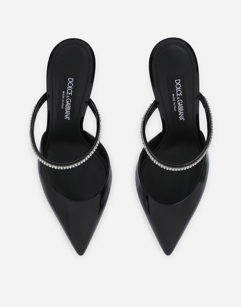 Polished calfskin mules with embroidery 4