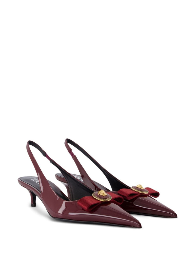 VERSACE 45mm Gianni bow-embellished slingback pumps outlook