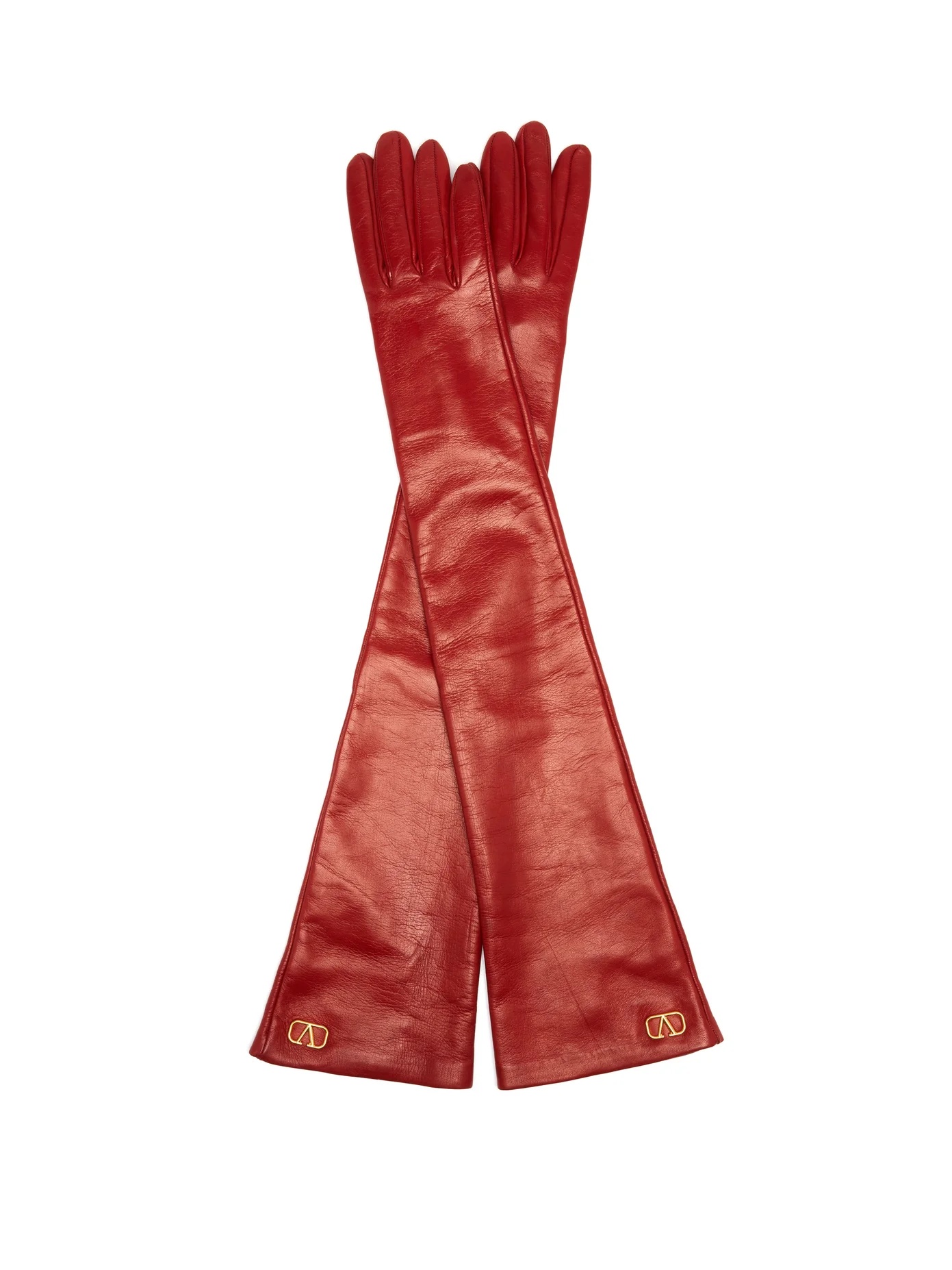 V-logo leather gloves - 1