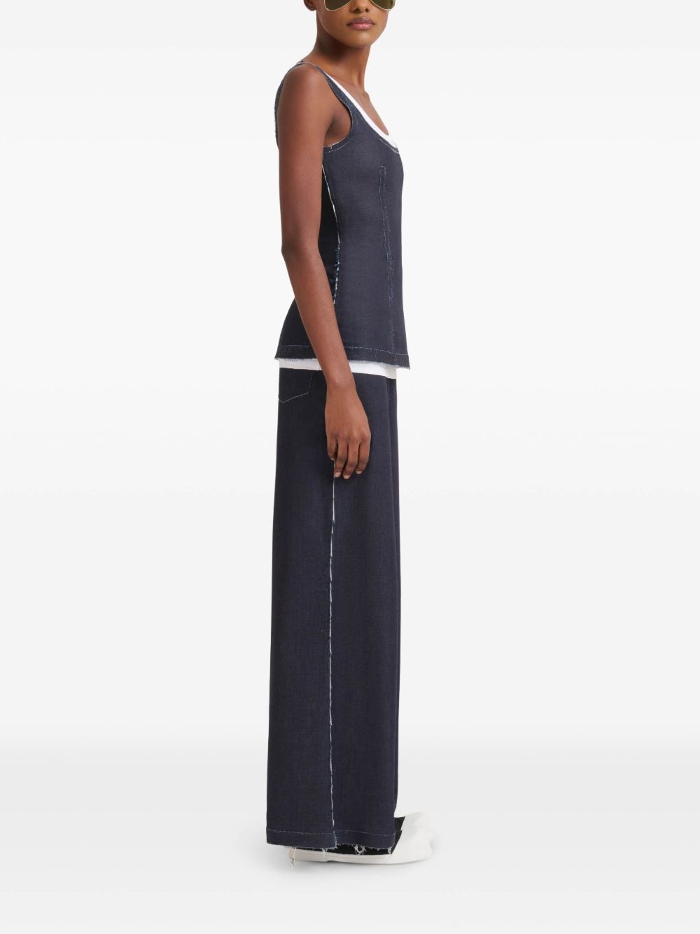 stretch-cotton wide-leg jeans - 3