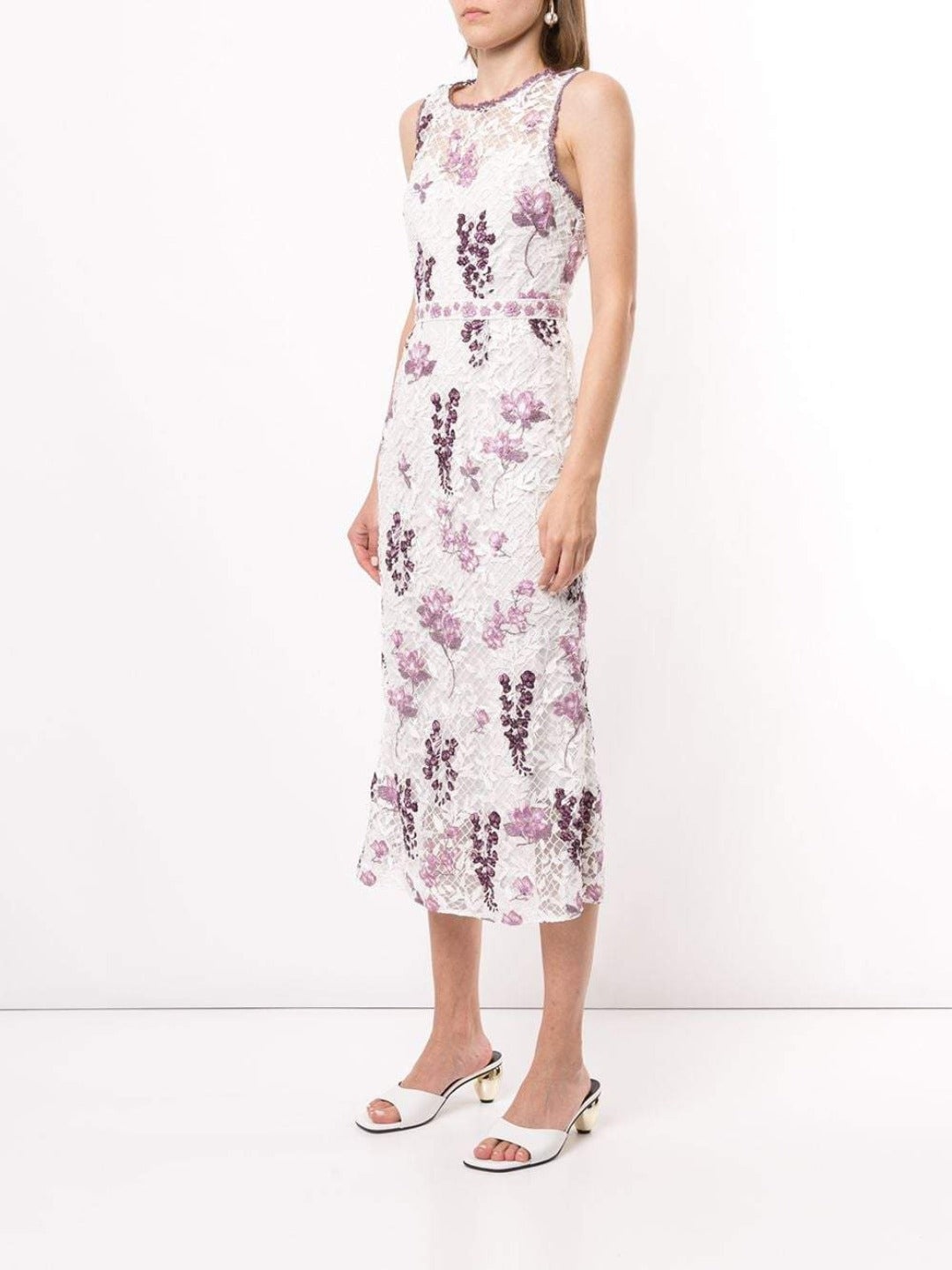 SLEEVELESS FLORAL GUIPURE DRESS - 2