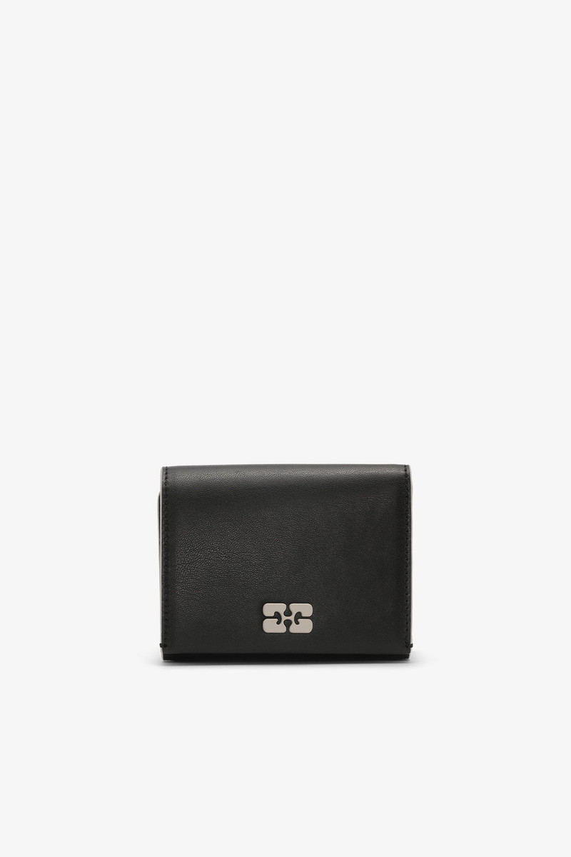 BLACK GANNI BOU TRIFOLD WALLET 1