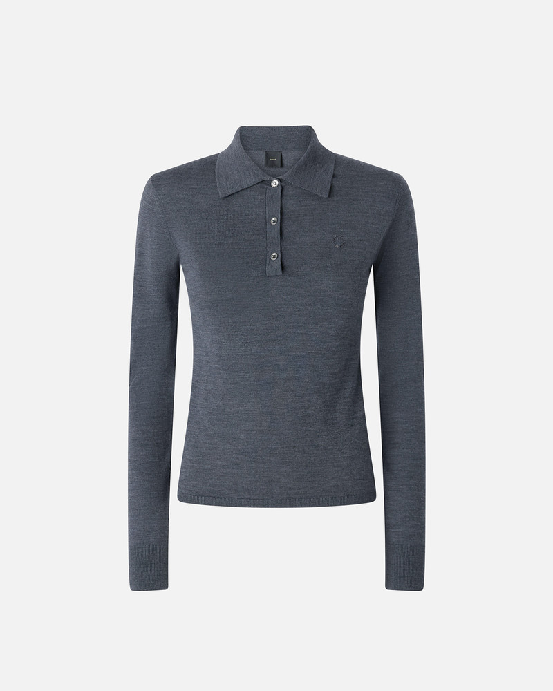 LONG-SLEEVED POLO SWEATER IN EXTRA-FINE WOOL 1