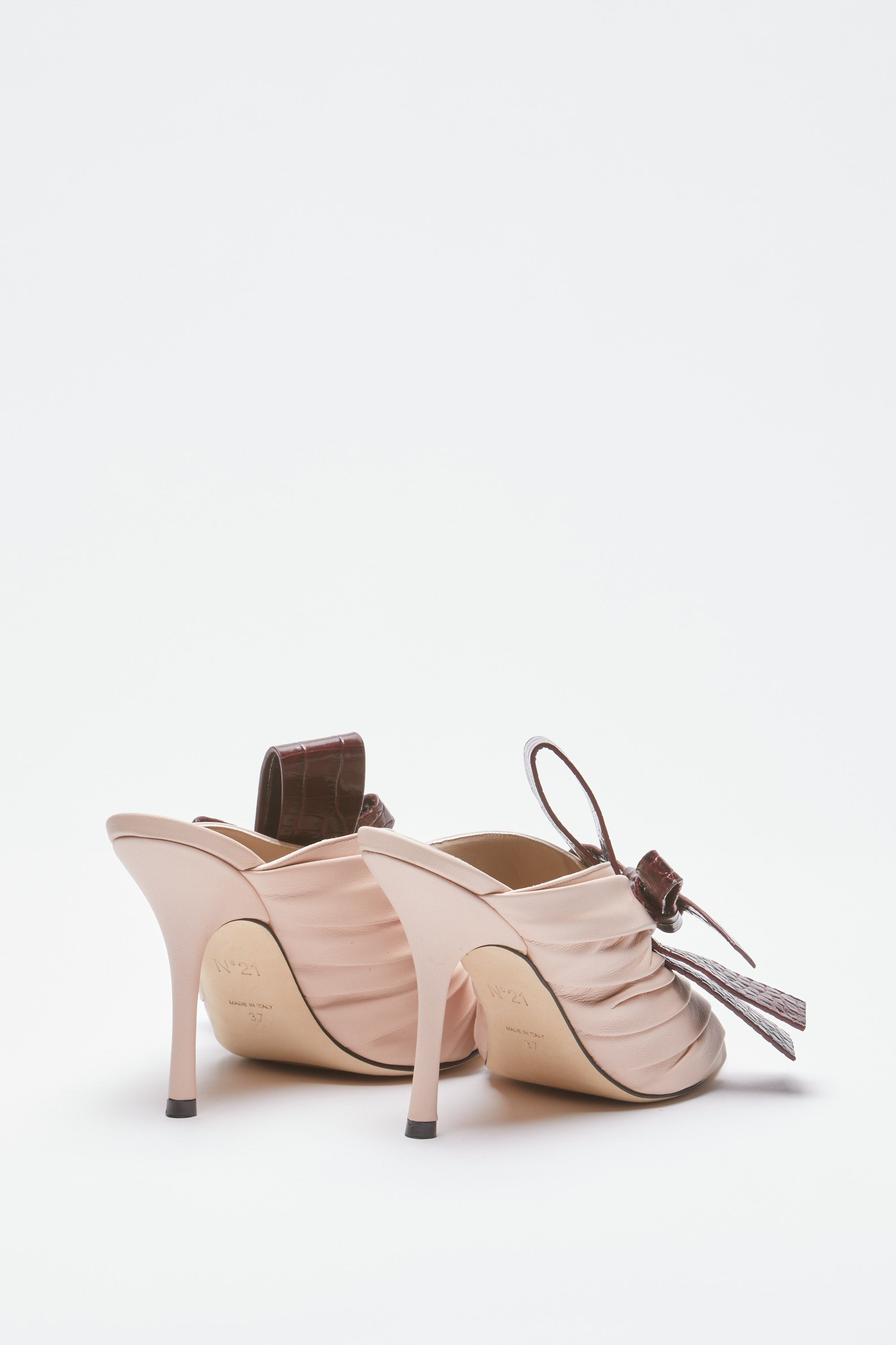 HIGH HEEL MULES WITH BOW - 2