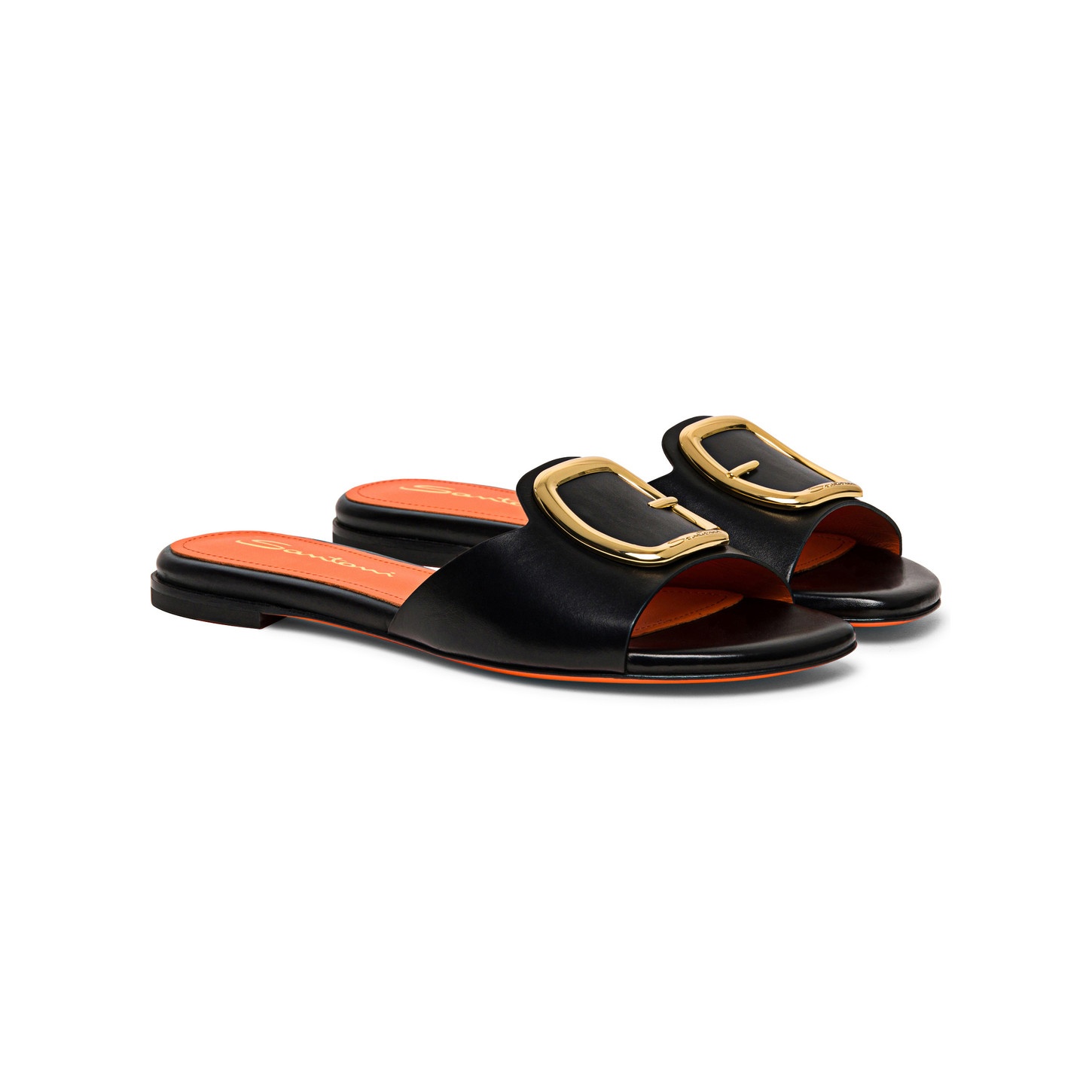 Women's black leather slide sandal - 2