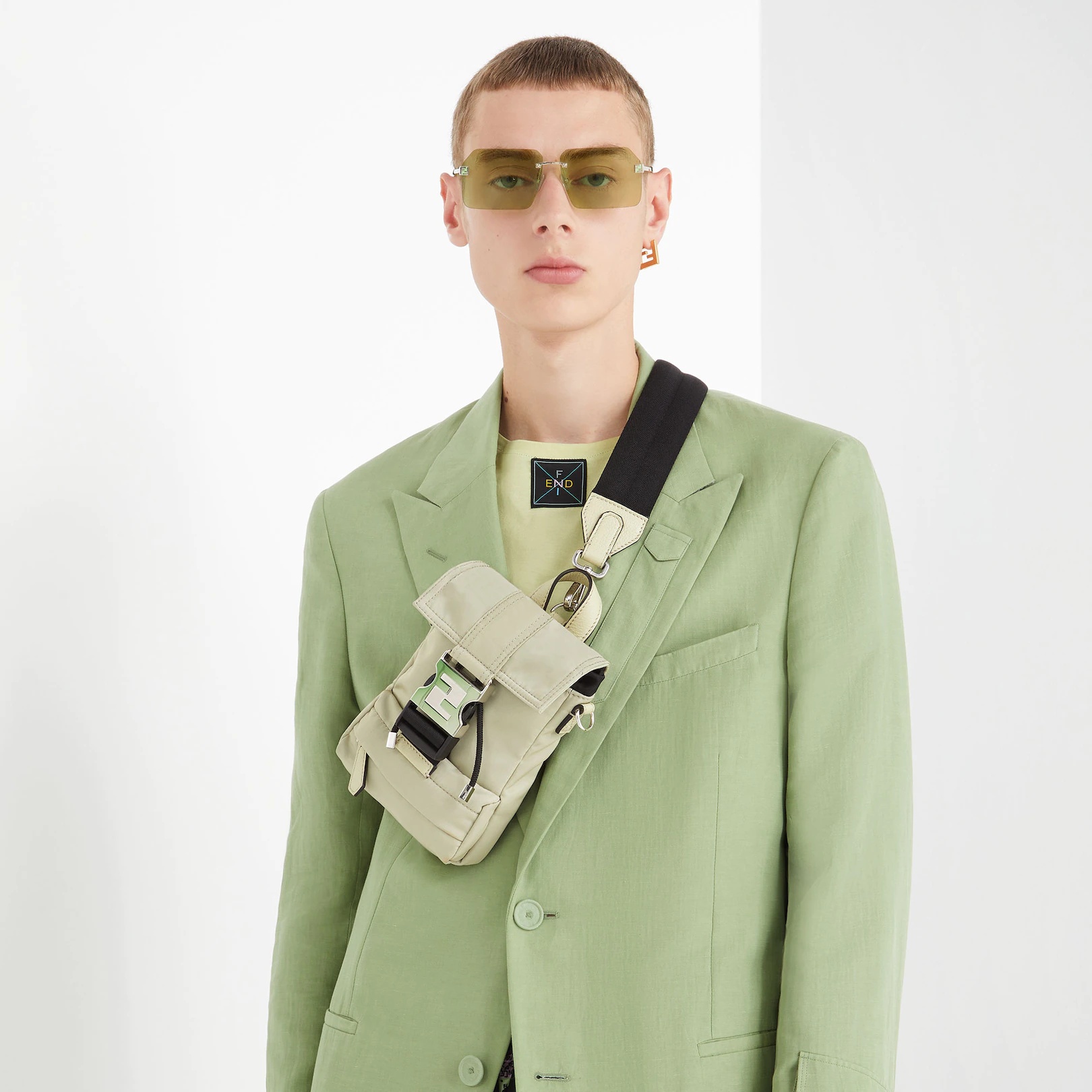 Light green nylon backpack - 5