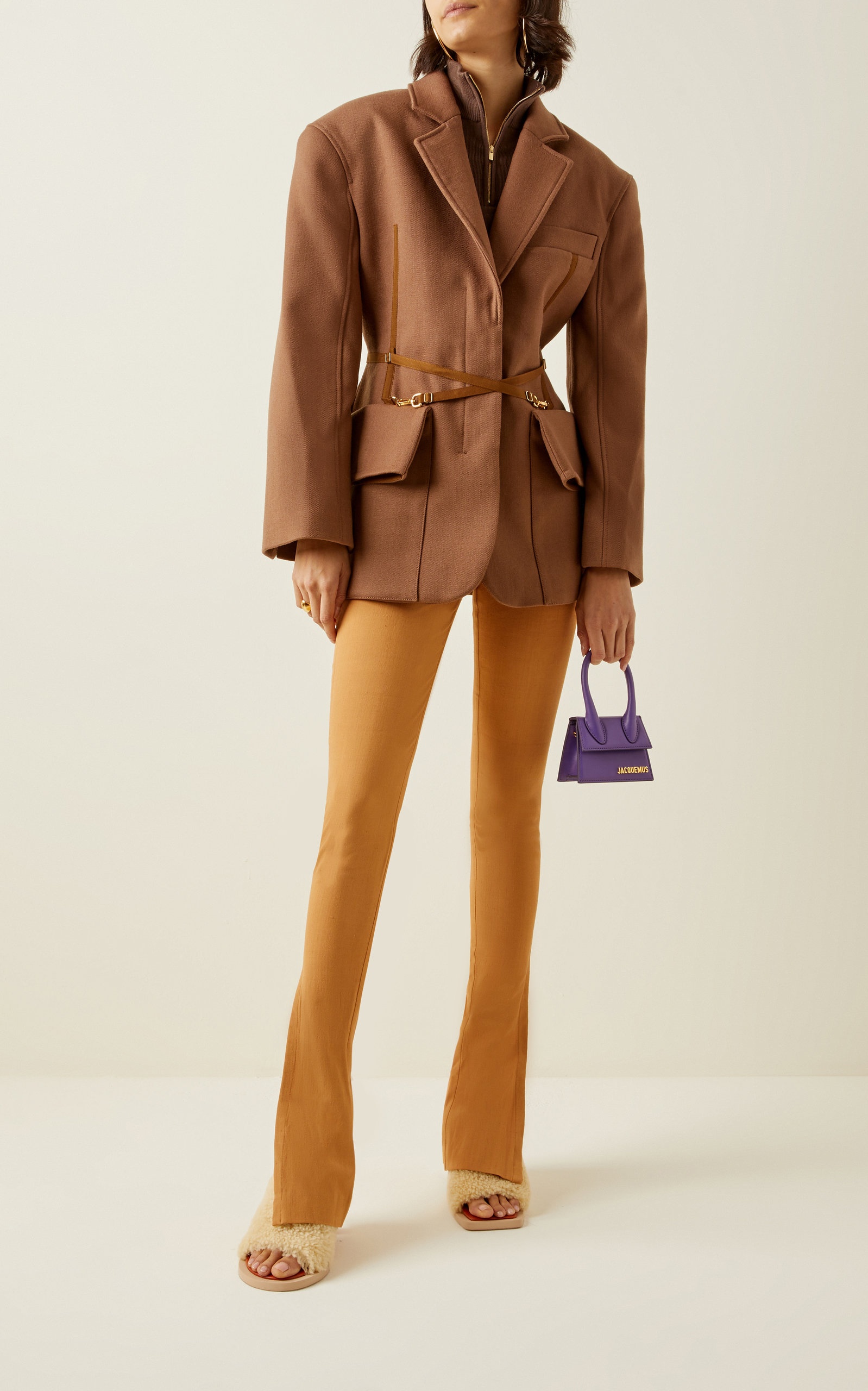 Le Soco Belted Wool Jacket brown - 3