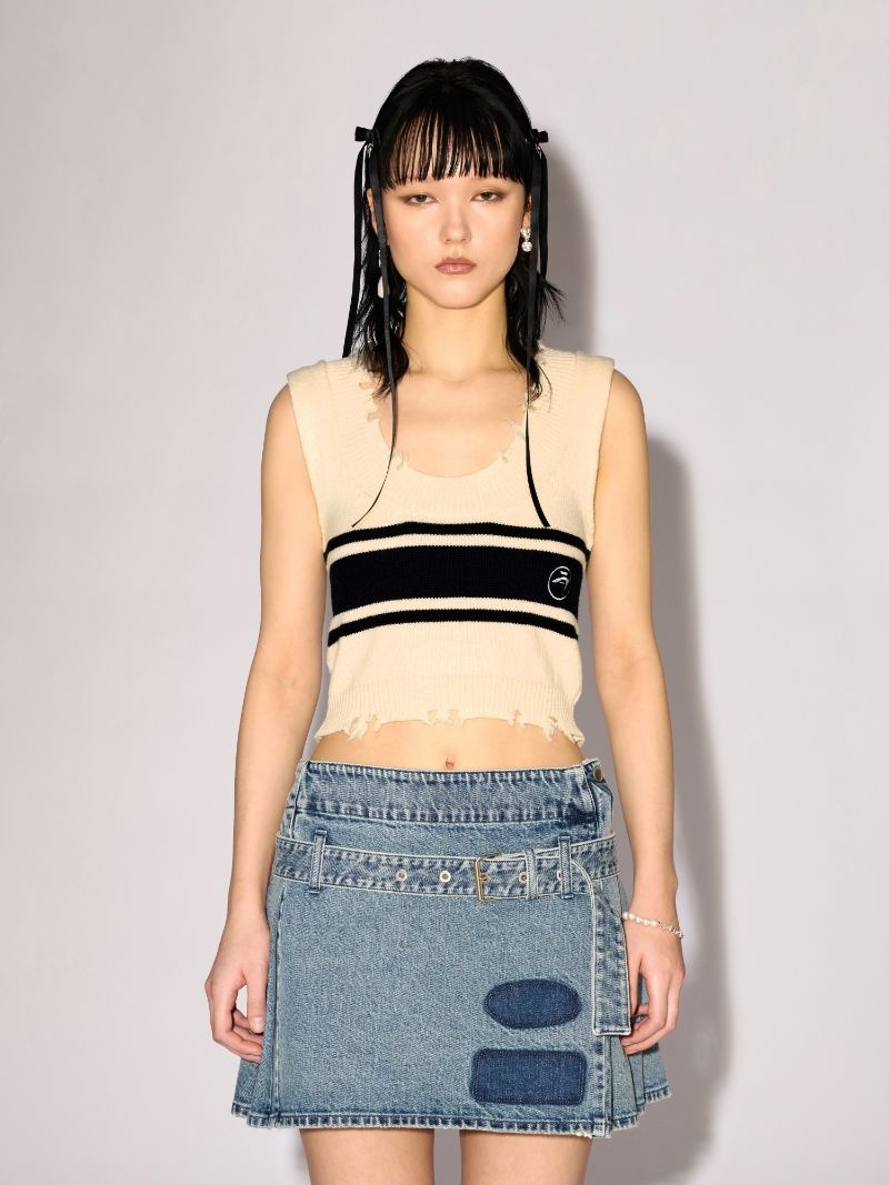 DESTROYED RIB ROUND NECK TOP - 3