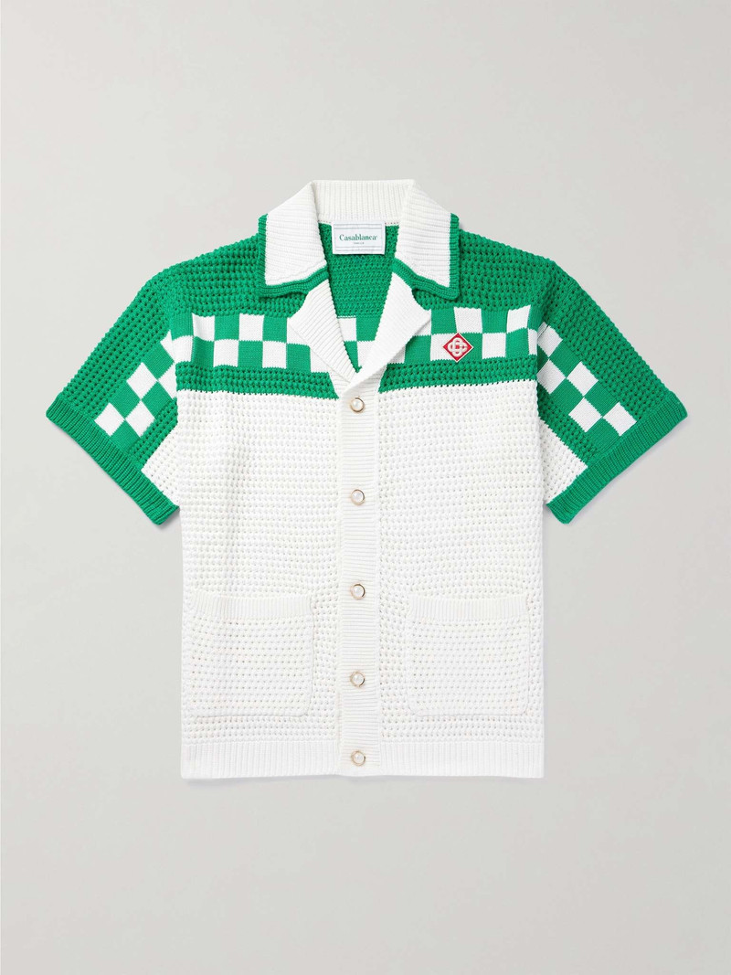 Camp-Collar Logo-Appliquéd Checked Cotton Shirt 1
