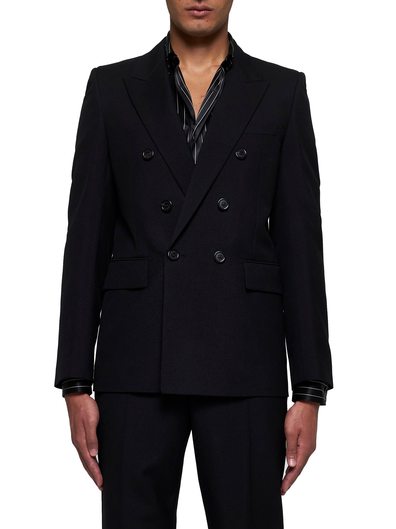 Saint Laurent Men Double-Breasted Wool Blazer - 3
