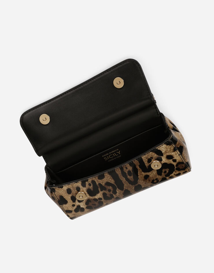 Small Sicily bag in leopard-print polished calfskin - 5