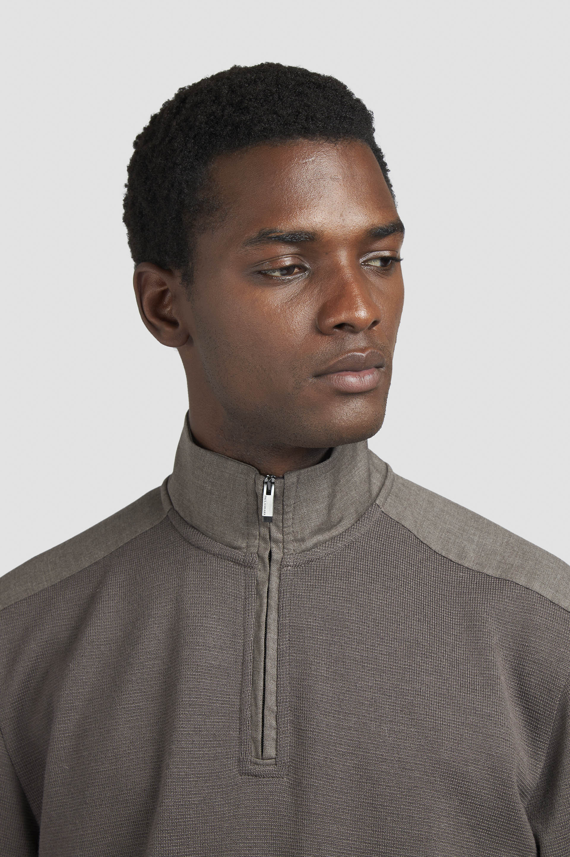 RIVIERA METAL SHARK FIN MERINO EXTRAFINE HALF ZIP SWEATER - 4