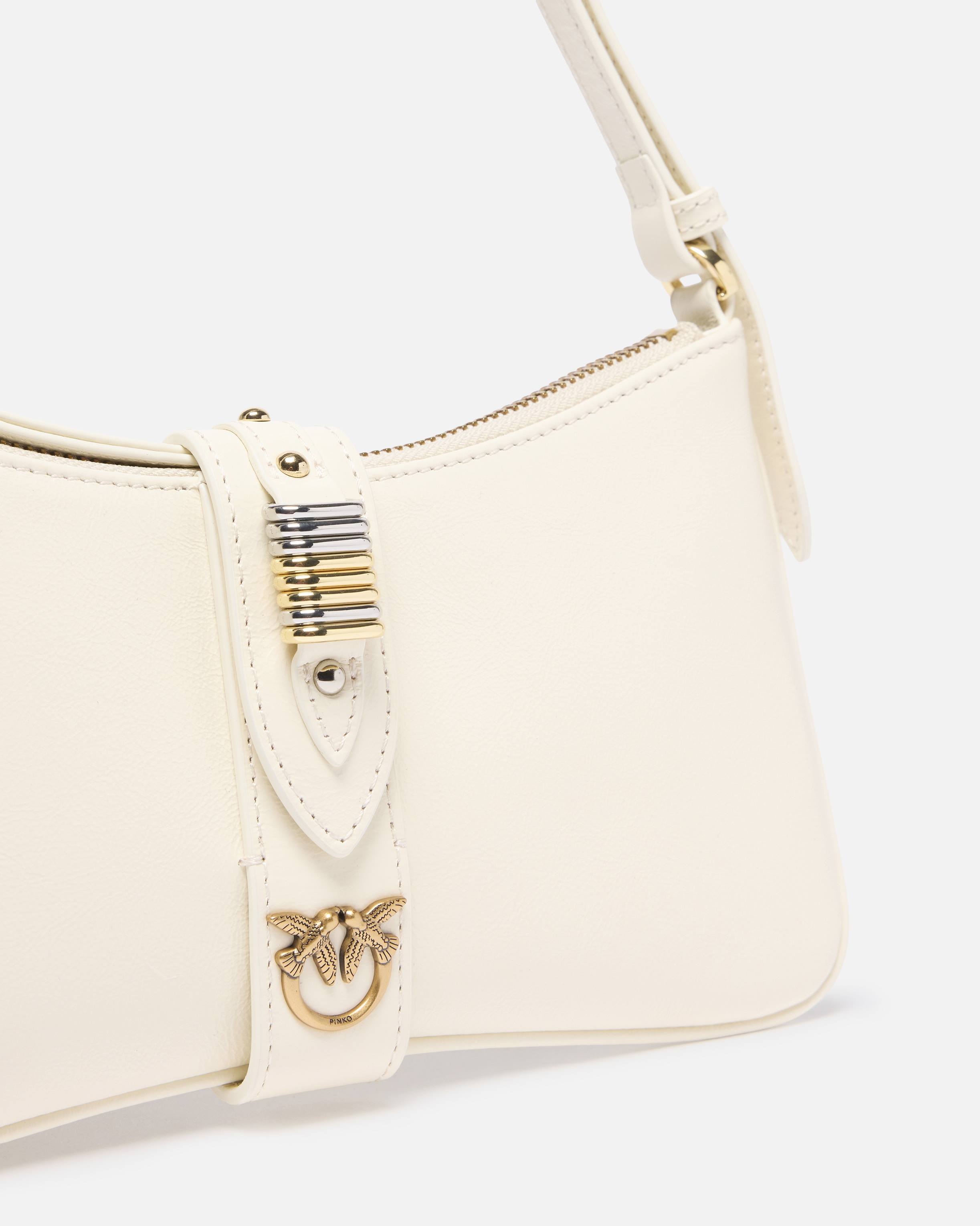 GLOSSY LEATHER SHOULDER BAG WITH RINGS - 3
