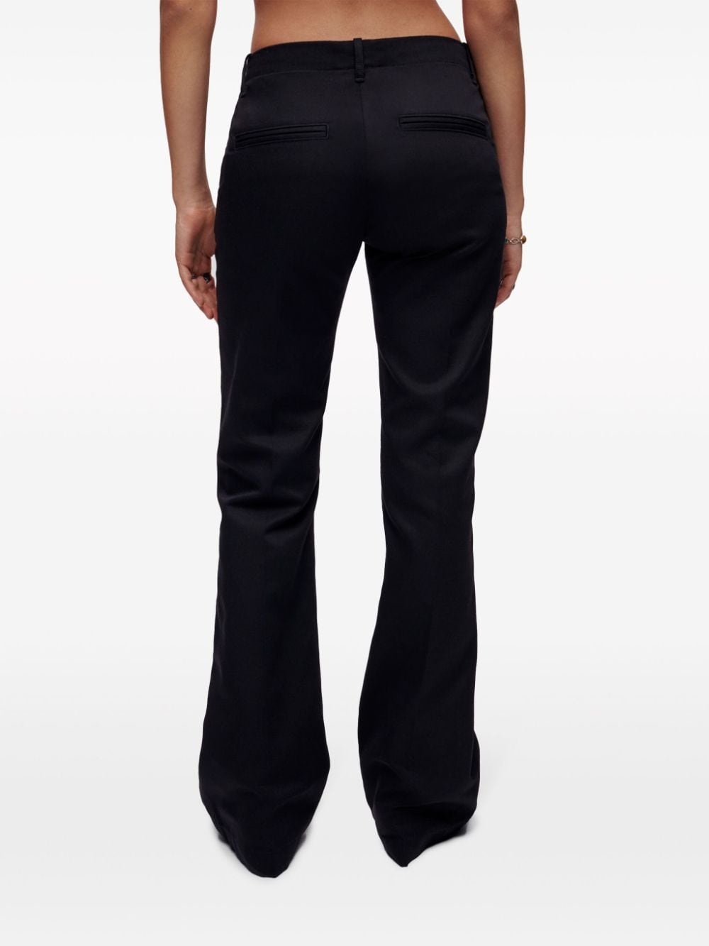 pressed-crease cotton-blend flared trousers - 4