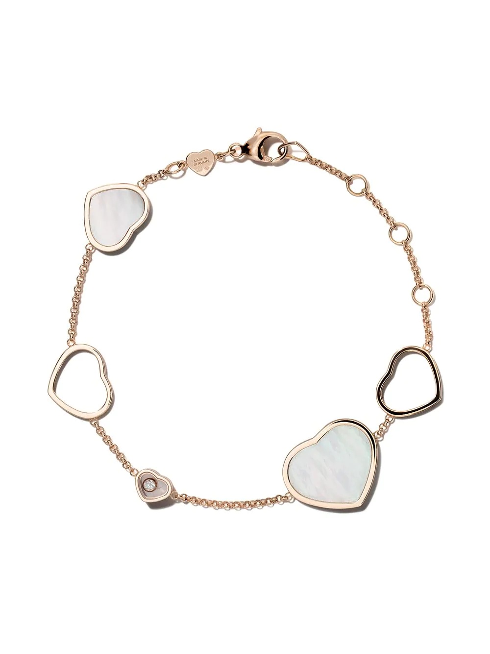 18kt rose gold Happy Hearts mother of pearl and diamond bracelet - 1